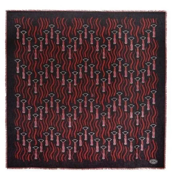 NWT Valentino GARAVANI Scarf Lipstick Black Red
